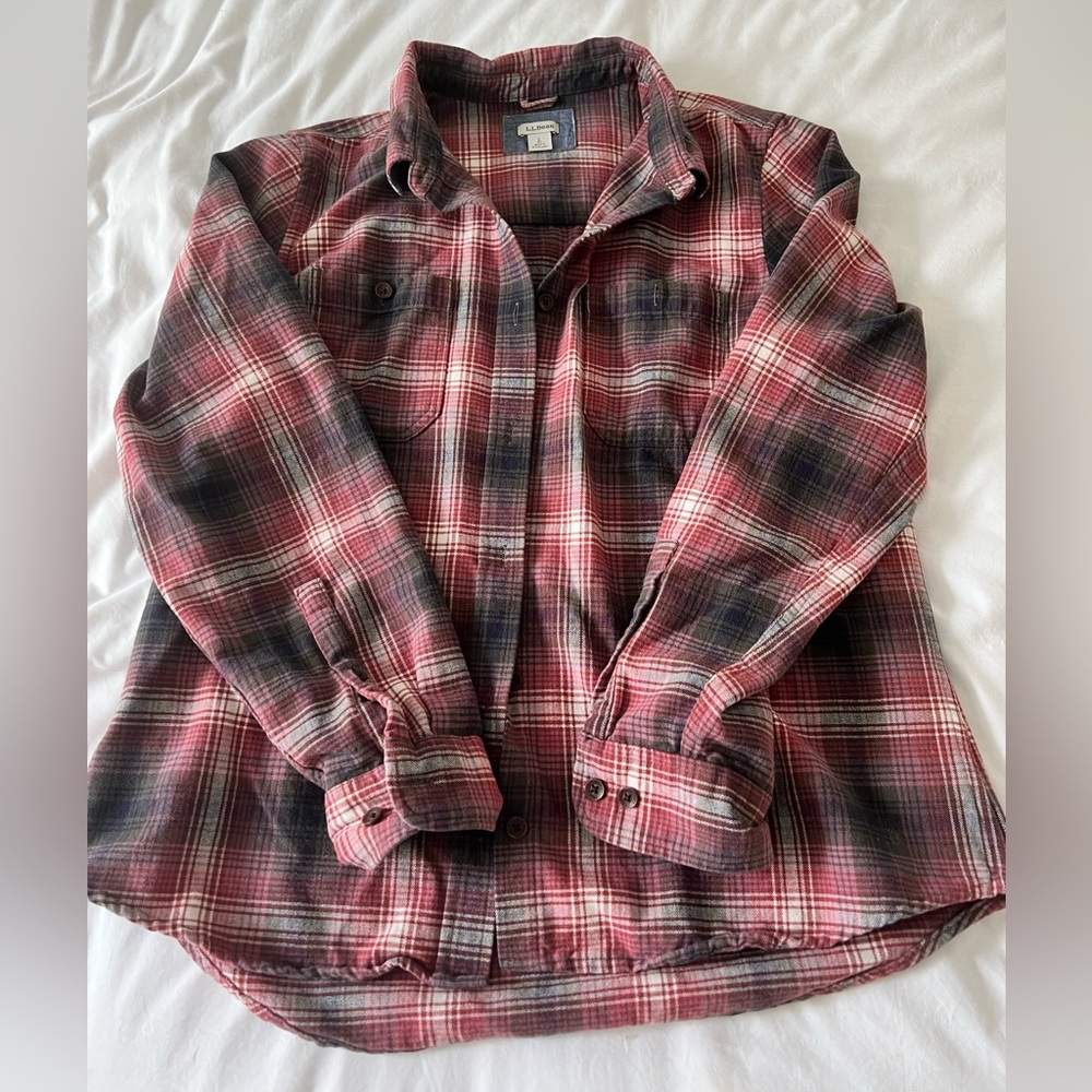 Women's LL Bean Heritage Chamois multicolor button down long sleeve shirt